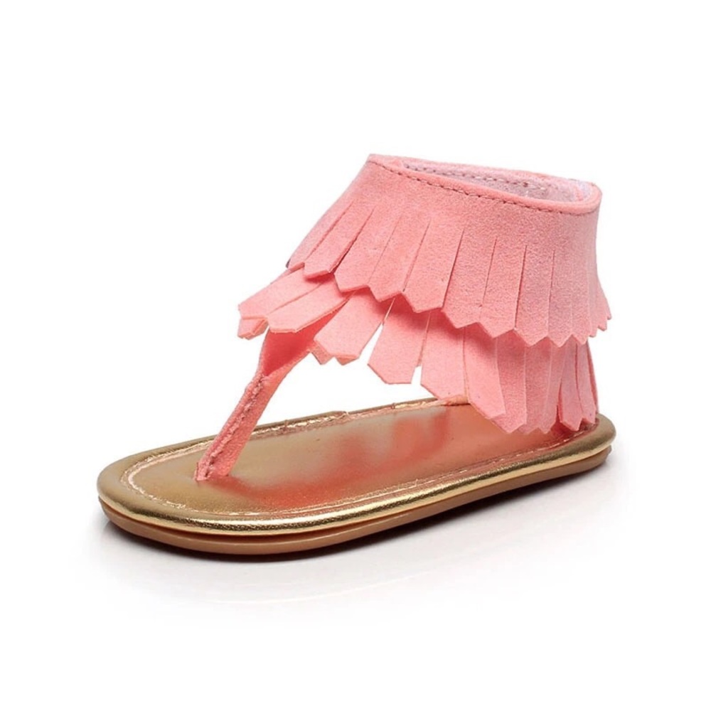Coral Fringe Baby Sandals